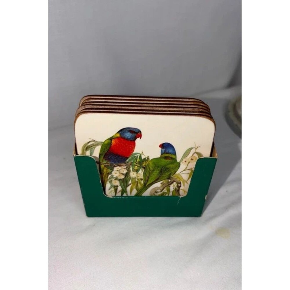 Pimpernel vintage set of cork-backed Australian bird coasters